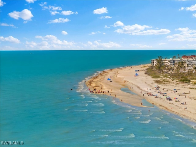 property view of water featuring a view of the beach