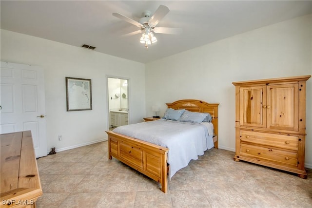 9321 Alamander Ct Unit 204, Fort Myers, FL 33919 - bedroom featuring ensuite bath, ceiling fan, and light tile patterned floors