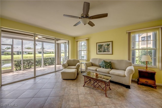 9321 Alamander Ct Unit 204, Fort Myers, FL 33919 - living room featuring a ceiling fan and tile patterned flooring