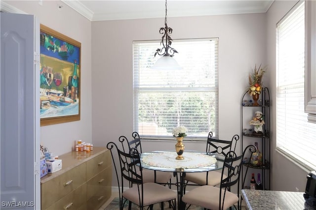 dining room with ornamental molding