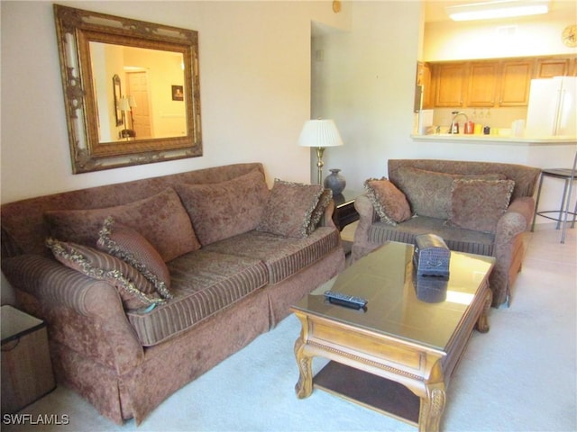 living room with carpet flooring