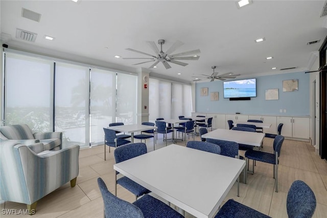 dining room featuring visible vents and plenty of natural light