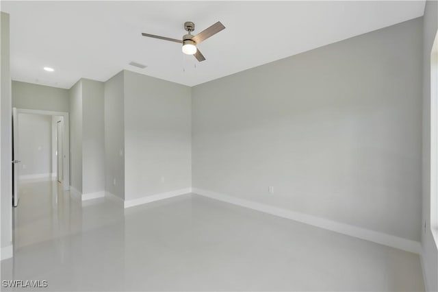 13224 Foresman Blvd, Port Charlotte, FL 33981 - empty room featuring ceiling fan, finished concrete flooring, and recessed lighting