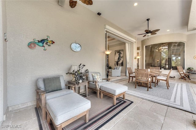 view of patio with a ceiling fan