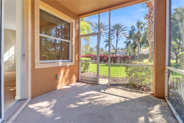 view of unfurnished sunroom