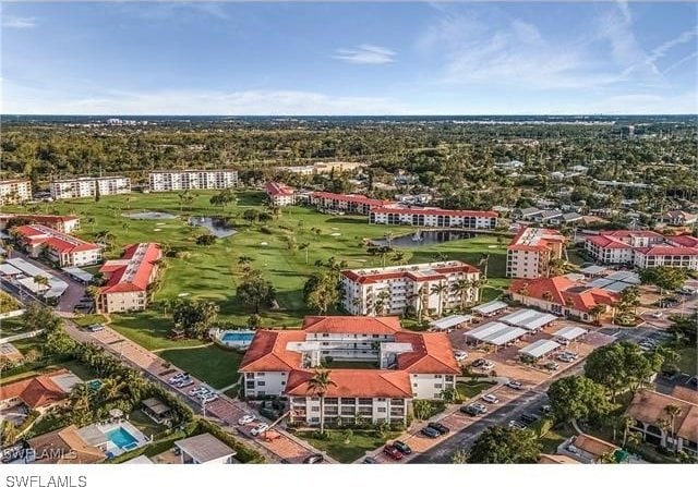 drone / aerial view featuring golf course view