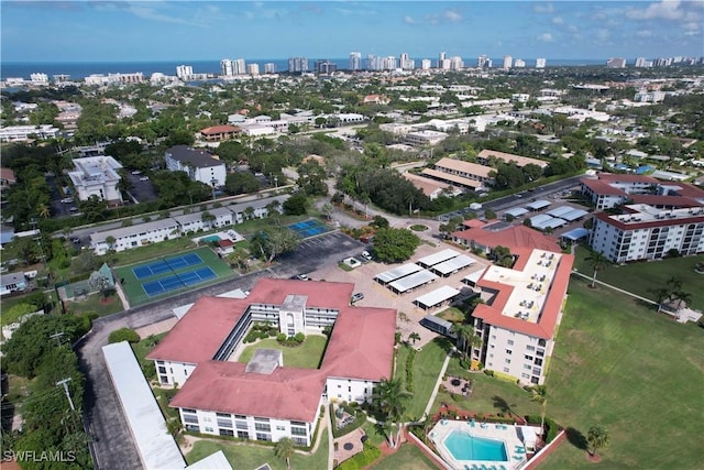 aerial view with a city view