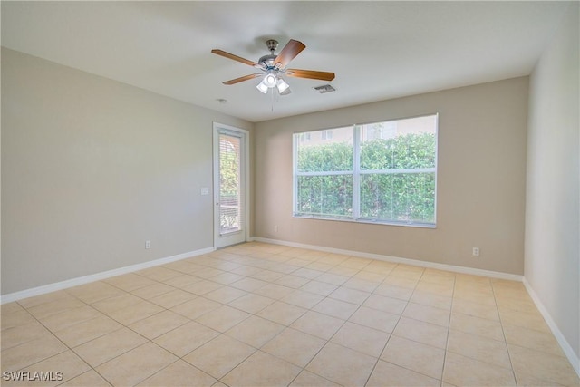 17545 Cherry Ridge Ln, Fort Myers, FL 33967 - empty room featuring baseboards, visible vents, and a ceiling fan