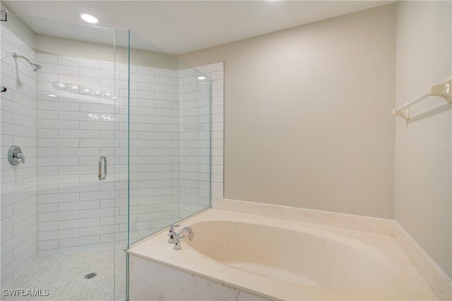 17545 Cherry Ridge Ln, Fort Myers, FL 33967 - full bathroom with a stall shower, recessed lighting, and a bath