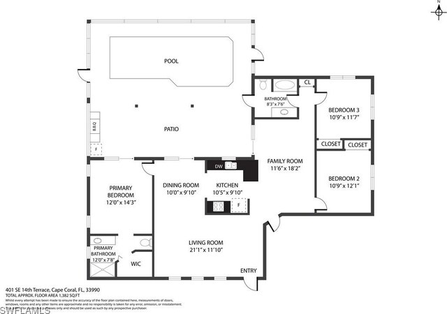 401 SE 14th Ter, Cape Coral, FL 33990 - view of floor plan / room layout