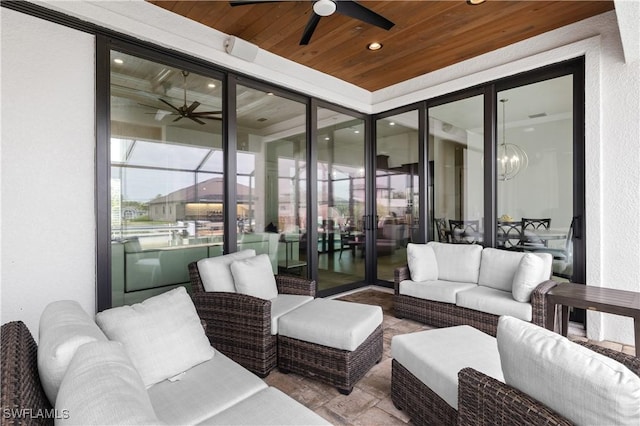 view of patio / terrace featuring outdoor lounge area and a ceiling fan