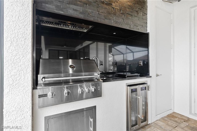 kitchen featuring wine cooler