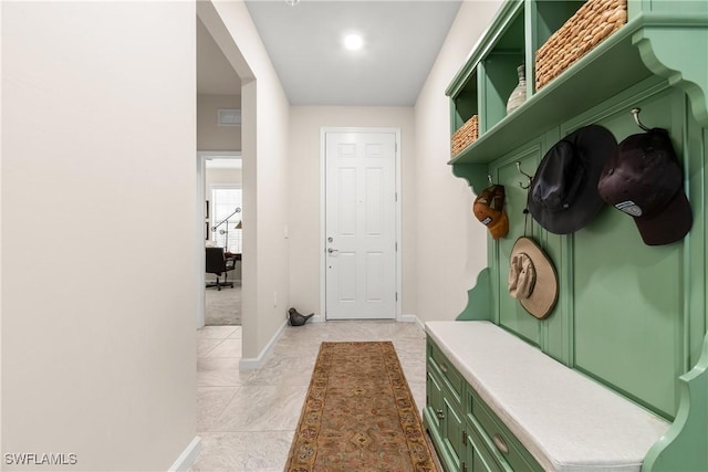 mudroom with baseboards