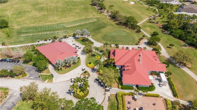 drone / aerial view with golf course view