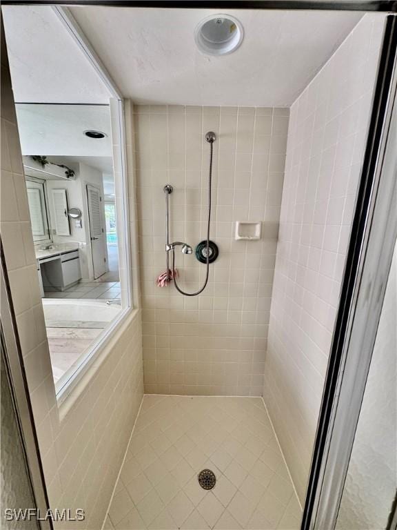 bathroom featuring a stall shower