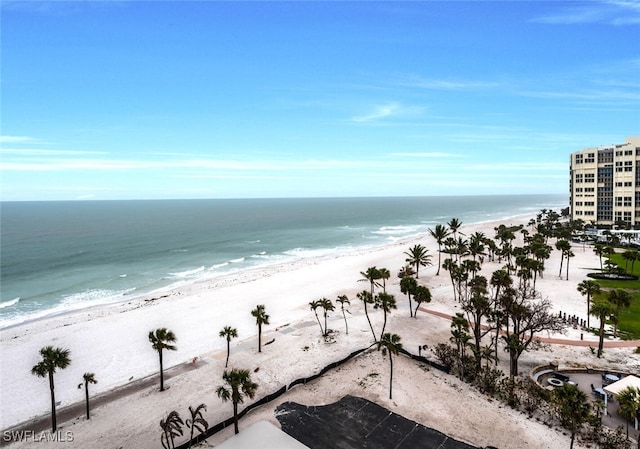 view of water feature featuring a view of the beach