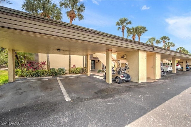 view of covered parking lot
