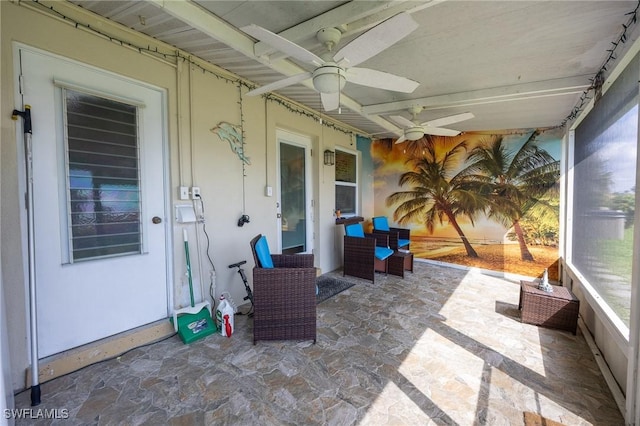 view of patio with ceiling fan