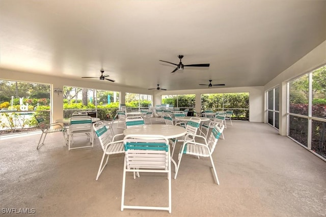 view of patio / terrace with a ceiling fan