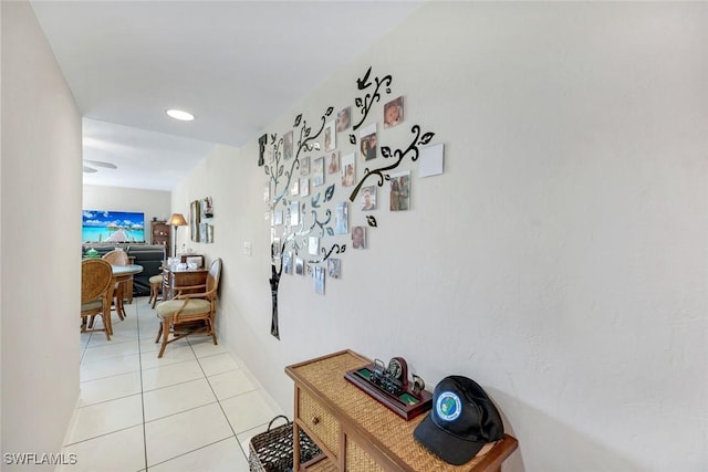 hallway with light tile patterned floors