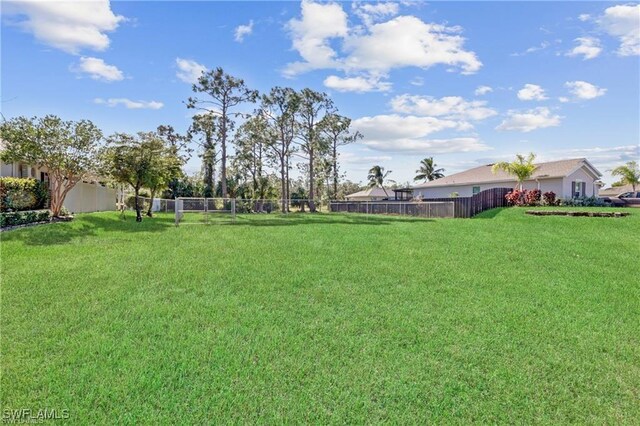 view of yard with a fenced backyard