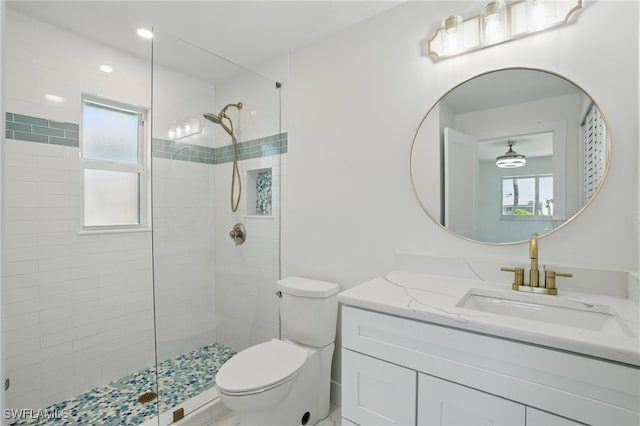 8 Bayview Blvd, Fort Myers Beach, FL 33931 - bathroom with vanity, toilet, and a stall shower