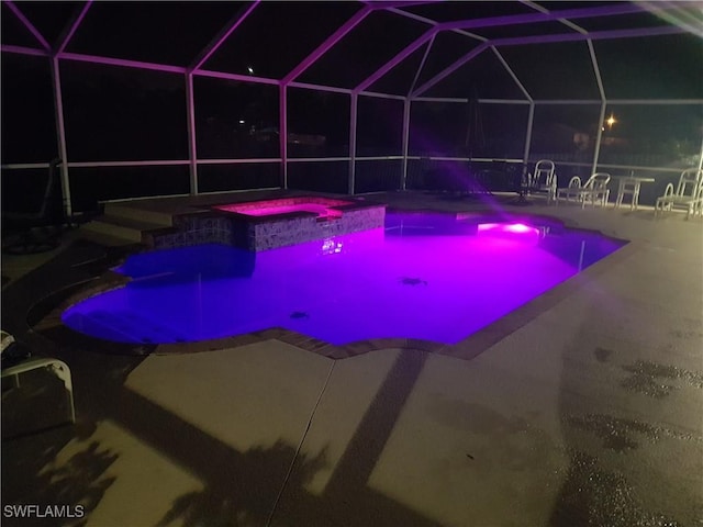 144 Carlisle Ave S, Lehigh Acres, FL 33974 - view of pool with a jacuzzi, a lanai, and a patio