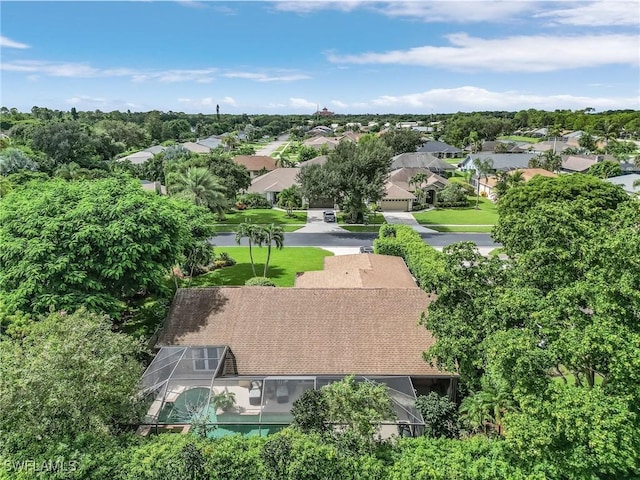 aerial view with a residential view