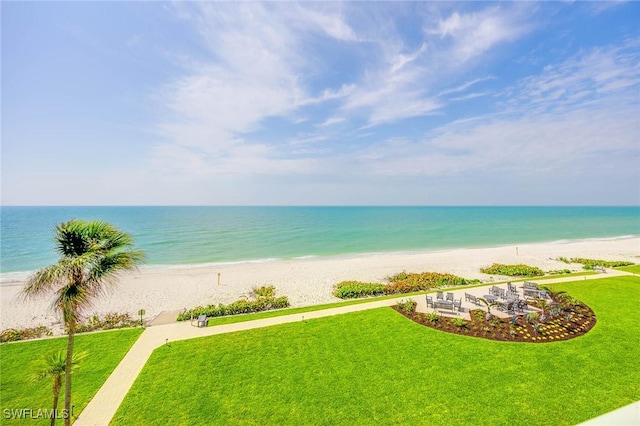 view of water feature featuring a beach view