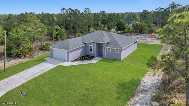 aerial view with a wooded view