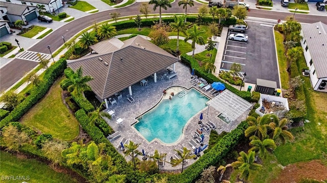 drone / aerial view with a residential view