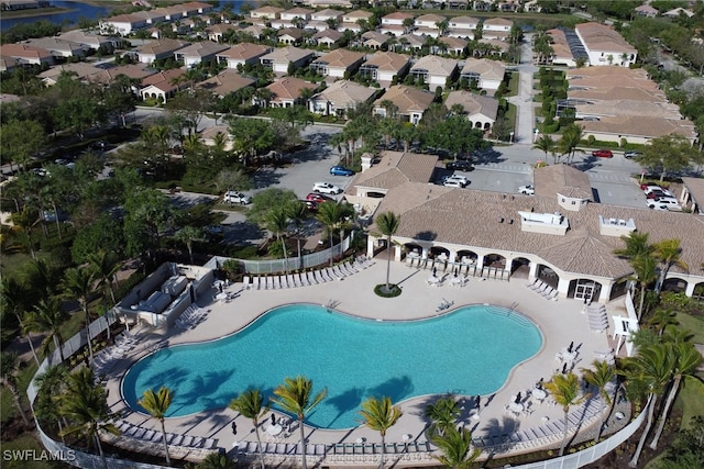 bird's eye view with a residential view