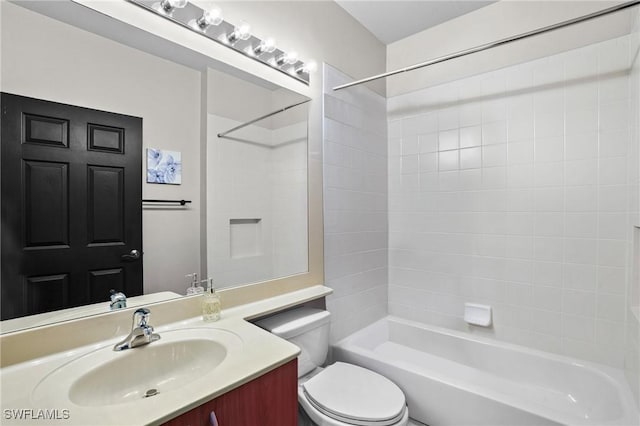 full bathroom with vanity, shower / bathing tub combination, and toilet