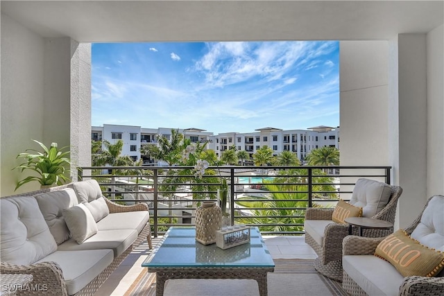 balcony featuring an outdoor living space