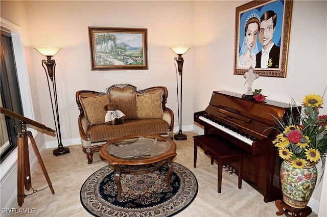 living area with baseboards