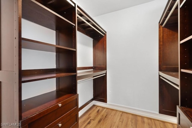 spacious closet featuring light wood-style flooring