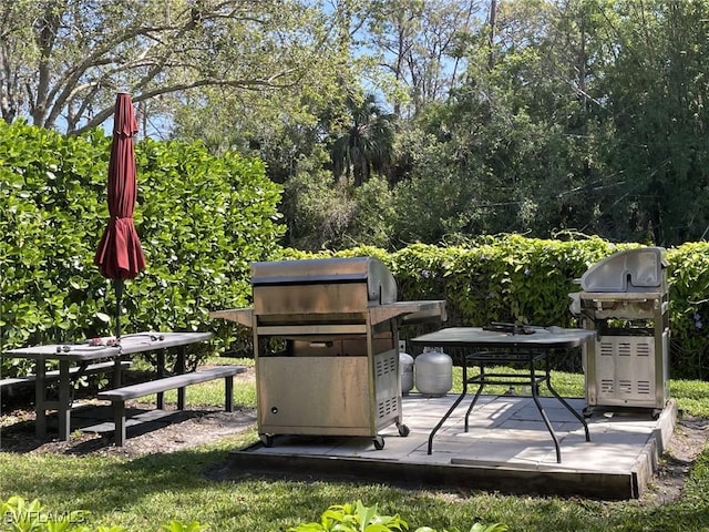 wooden deck with area for grilling