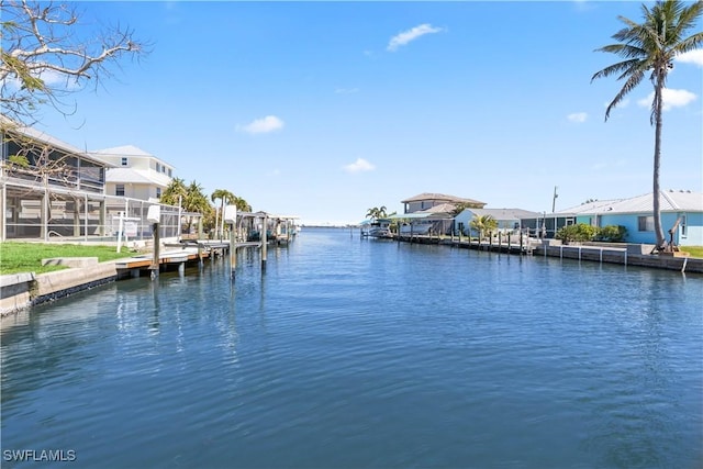 property view of water with a boat dock