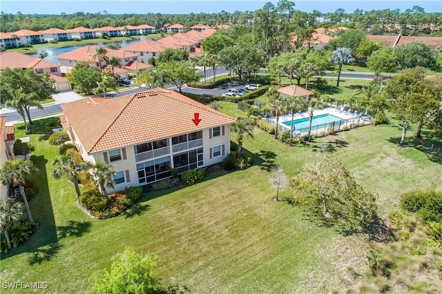 bird's eye view with a residential view