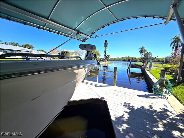 view of dock featuring a water view