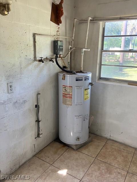 utility room featuring electric water heater