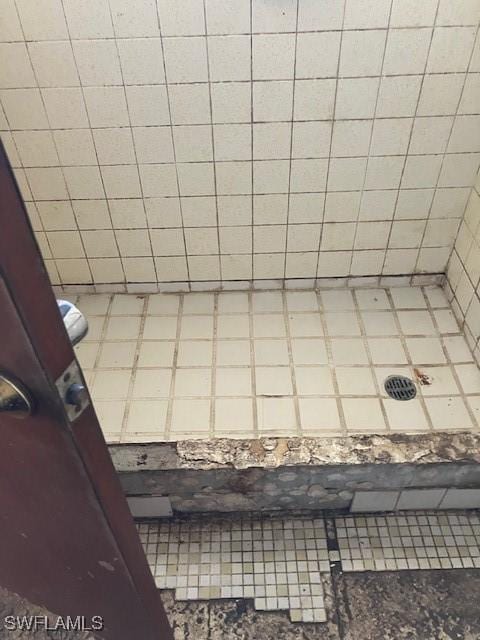 bathroom with tile patterned floors