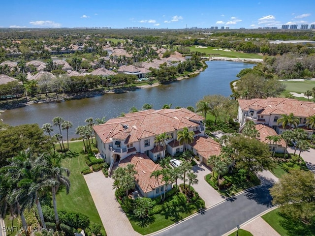 bird's eye view featuring a water view