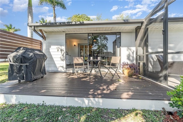 deck with a grill
