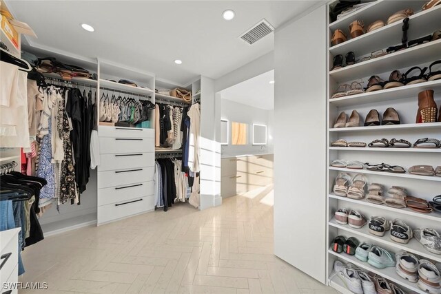 spacious closet with visible vents