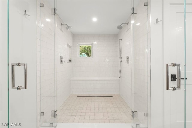 bathroom featuring a stall shower