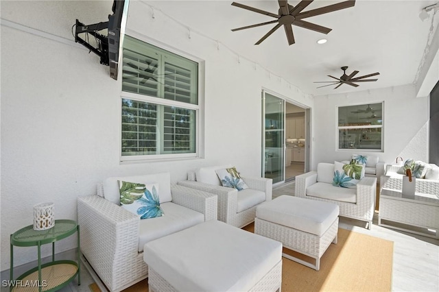 view of patio / terrace featuring outdoor lounge area and ceiling fan