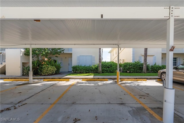 view of covered parking lot