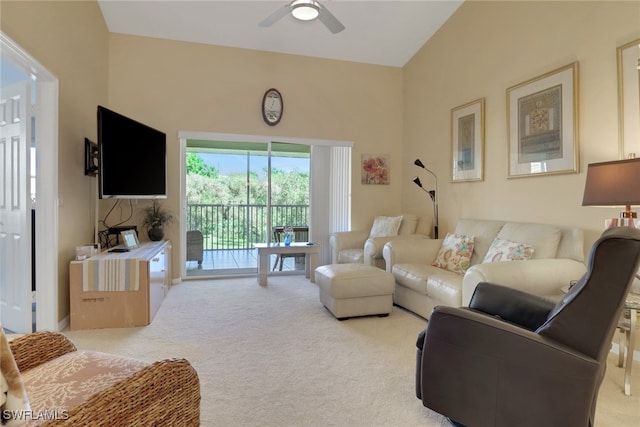 22741 Sandy Bay Dr Unit 201, Estero, FL 33928 - living area featuring ceiling fan and light carpet