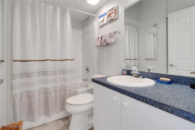 22741 Sandy Bay Dr Unit 201, Estero, FL 33928 - full bathroom featuring tile patterned flooring, toilet, vanity, and shower / tub combo with curtain